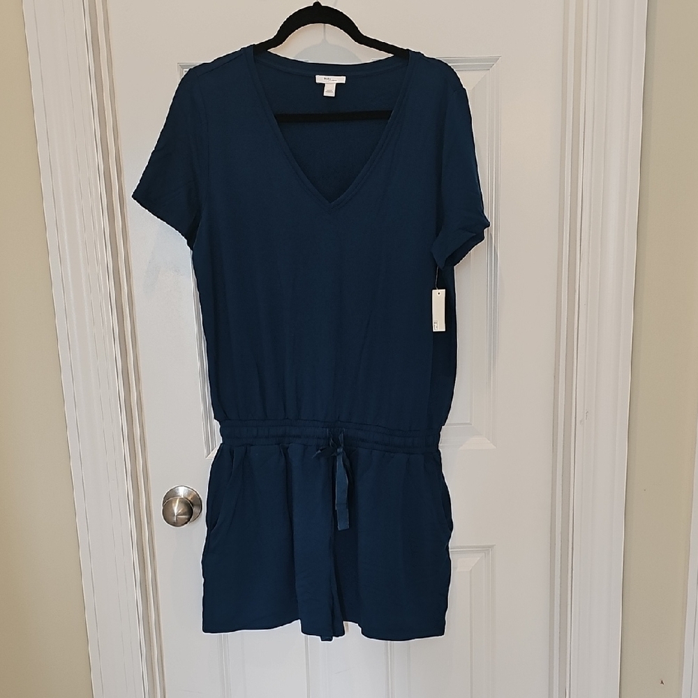 Daily Ritual Teal V Neck Romper